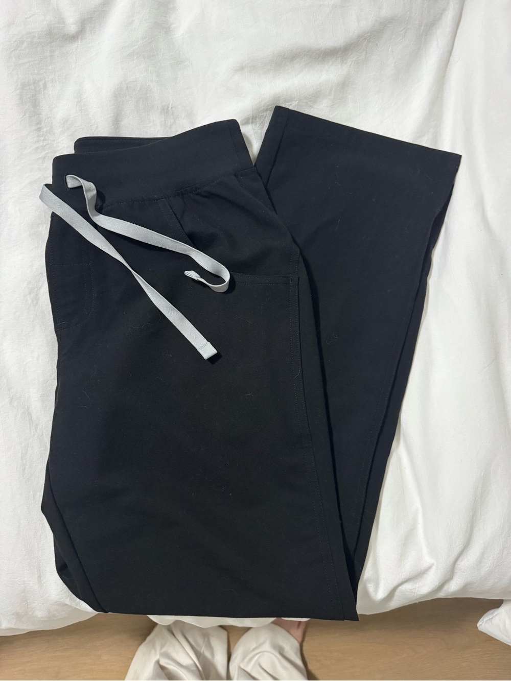 Figs Black Drawstring Scrub Pants with Gray Ties